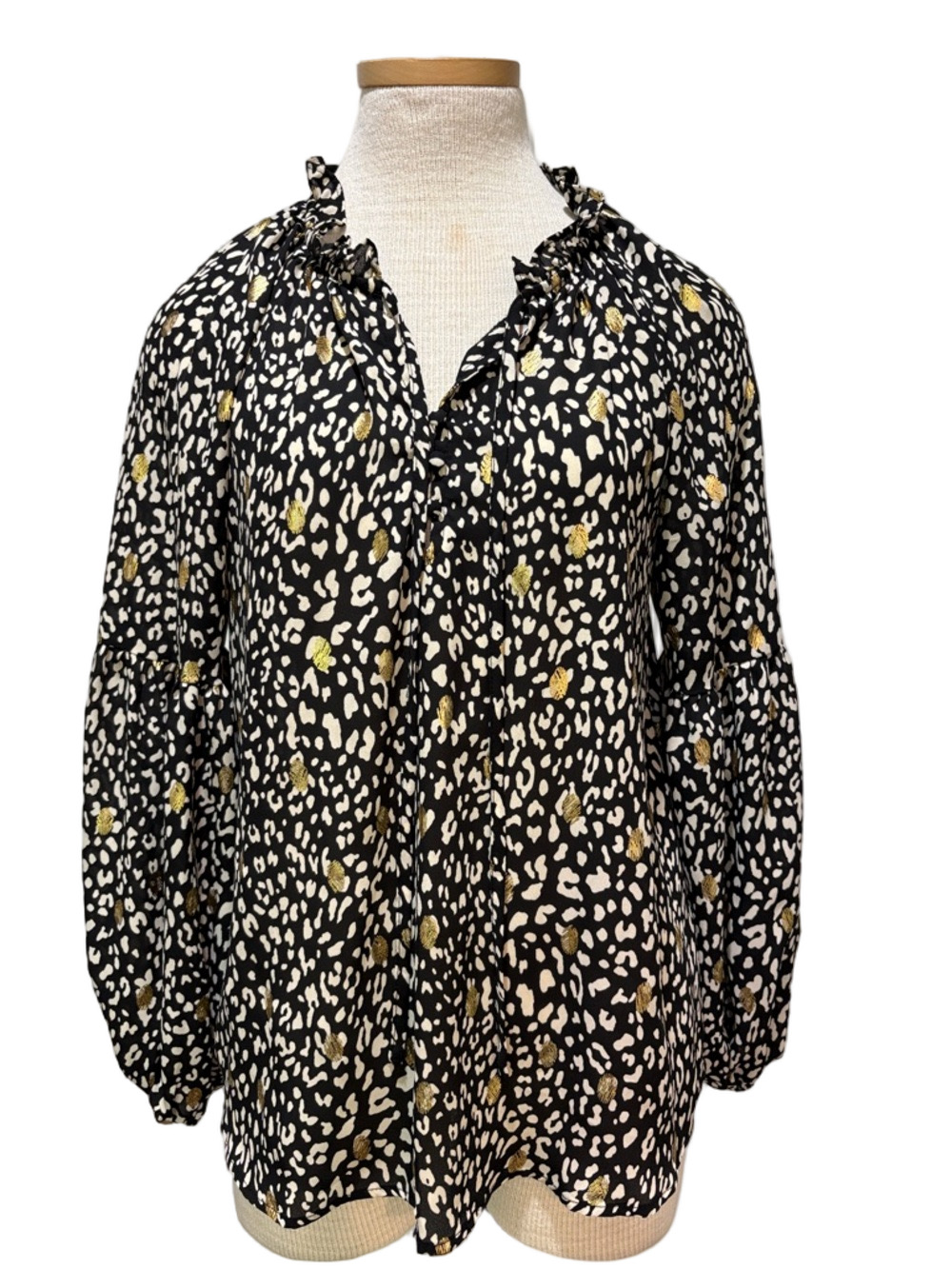 Blu Pepper sz XL black and cream animal print with metallic gold accent